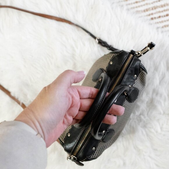 Coach F57242 Legacy Mini Bennett Checkered Satchel Bag Leather Gold Hardware - Picture 6 of 15